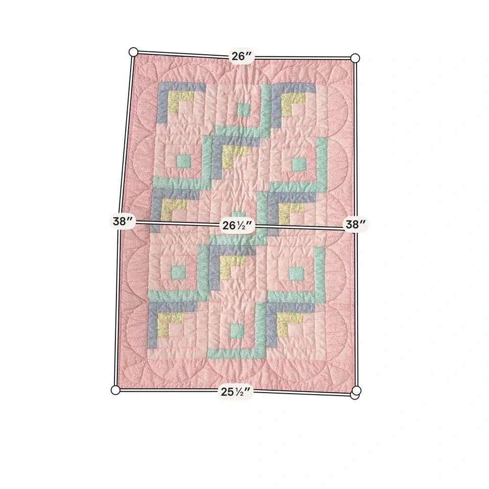 Amish Baby Quilt Hand Sewn Pastel Floral Pattern Cream Back 26x38 New